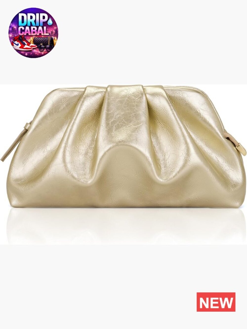 Shiny PU Leather Pleated Evening Clutch Bag With Shoulder Strap Formal Wedding